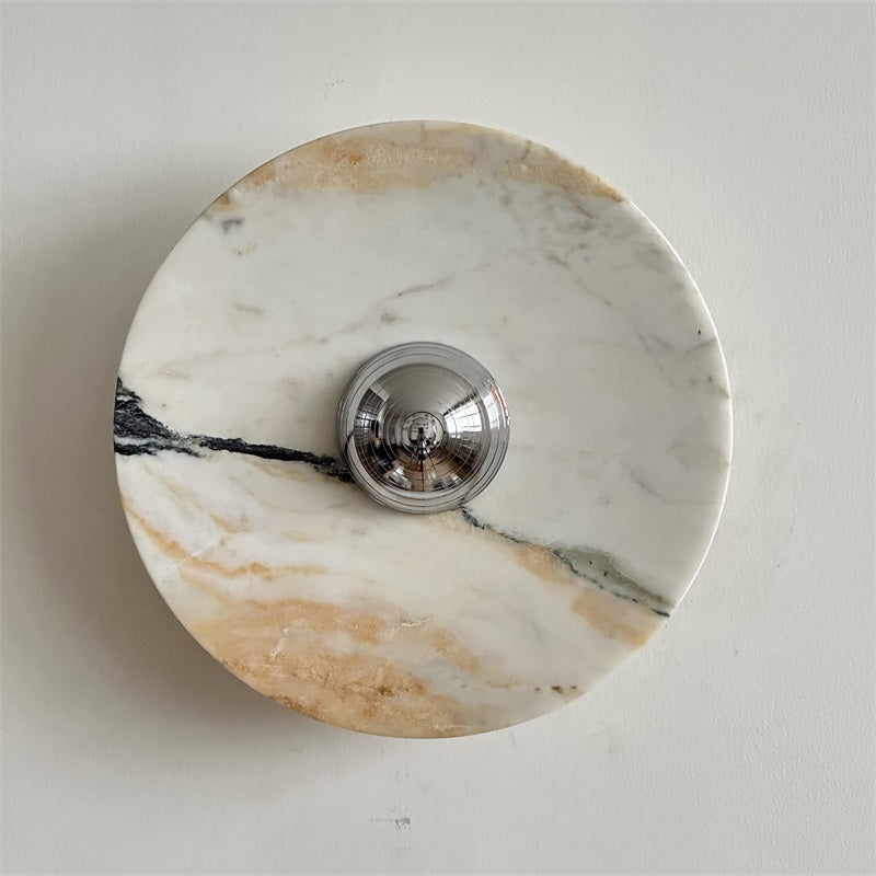 Zeno Applique Murale Ronde en Chrome, Marbre et Métal Style Minimaliste Moderne