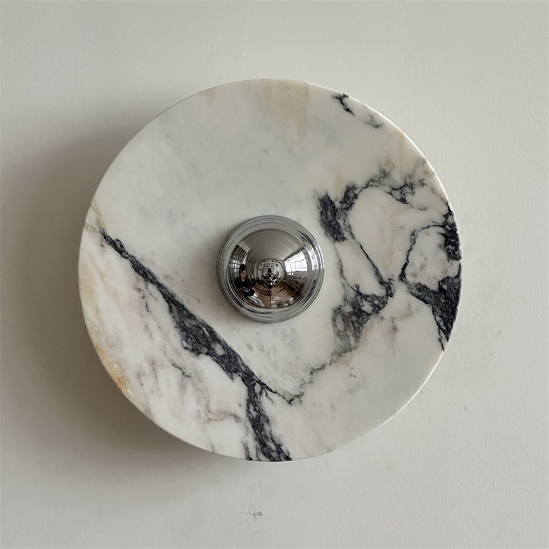 Zeno Applique Murale Ronde en Chrome, Marbre et Métal Style Minimaliste Moderne