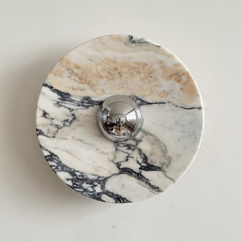 Zeno Applique Murale Ronde en Chrome, Marbre et Métal Style Minimaliste Moderne