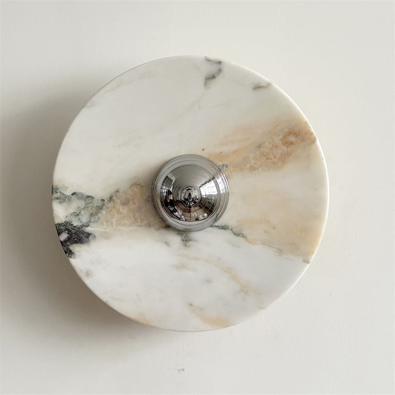 Zeno Applique Murale Ronde en Chrome, Marbre et Métal Style Minimaliste Moderne
