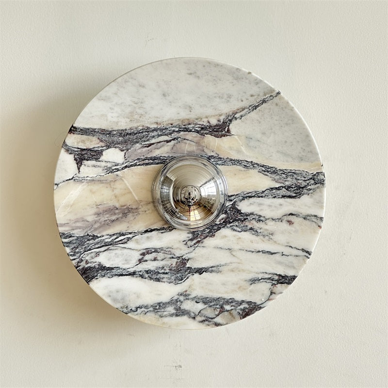 Zeno Applique Murale Ronde en Chrome, Marbre et Métal Style Minimaliste Moderne