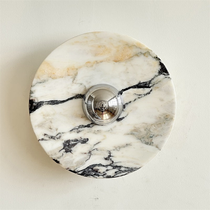 Zeno Applique Murale Ronde en Chrome, Marbre et Métal Style Minimaliste Moderne