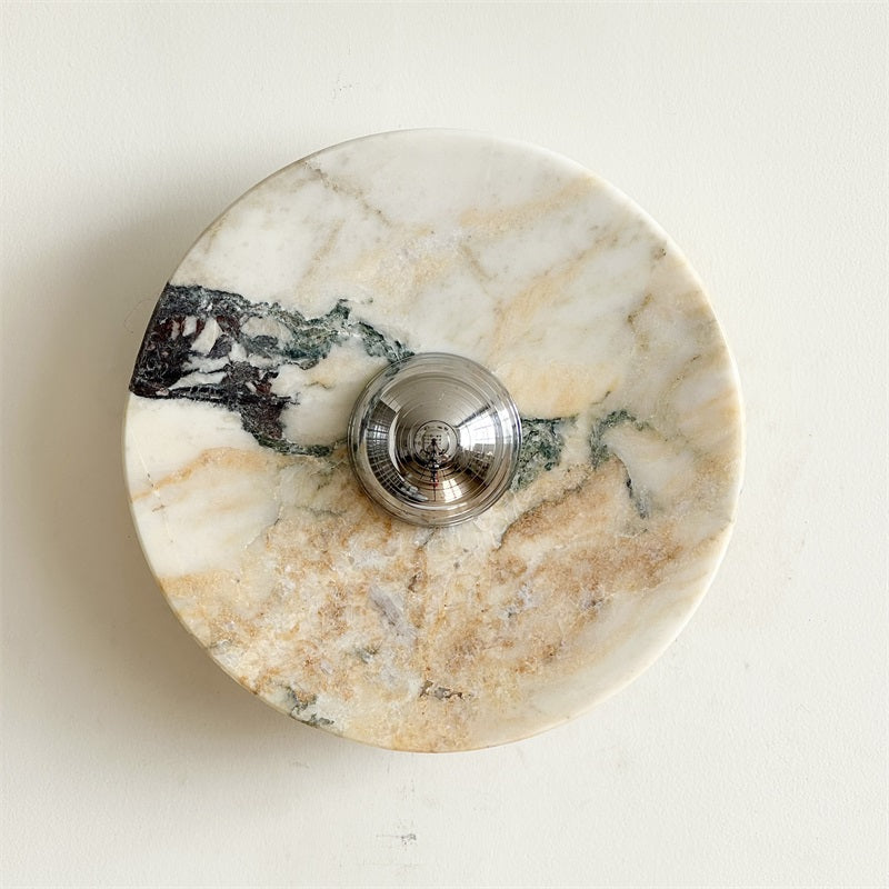Zeno Applique Murale Ronde en Chrome, Marbre et Métal Style Minimaliste Moderne