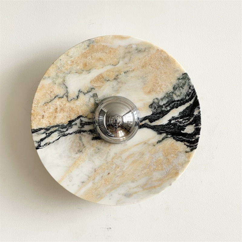 Zeno Applique Murale Ronde en Chrome, Marbre et Métal Style Minimaliste Moderne
