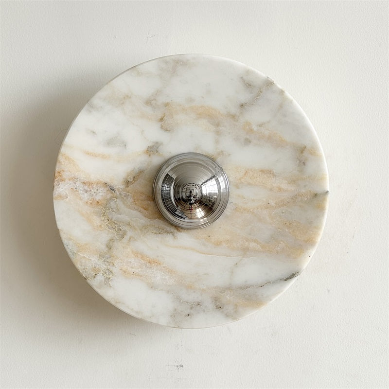 Zeno Applique Murale Ronde en Chrome, Marbre et Métal Style Minimaliste Moderne
