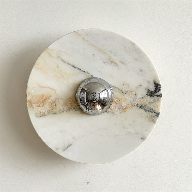 Zeno Applique Murale Ronde en Chrome, Marbre et Métal Style Minimaliste Moderne