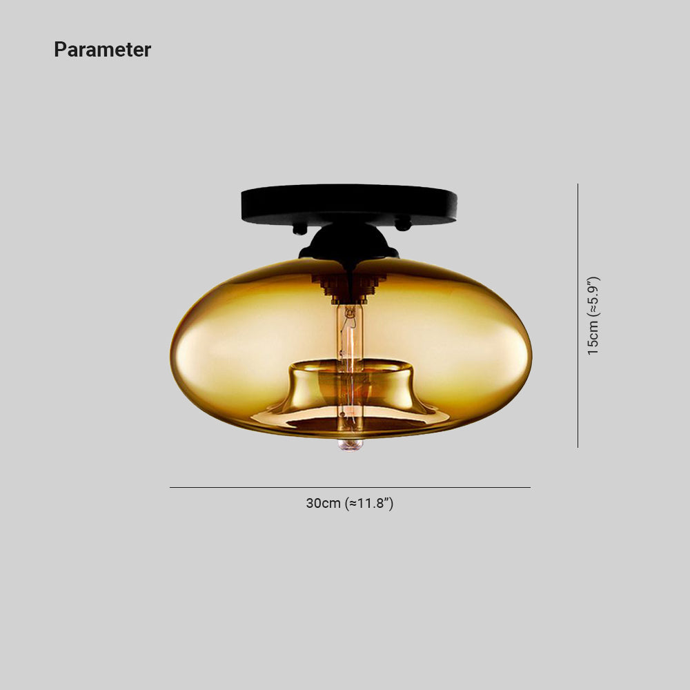 Arisha Oval Industriel LED Plafonnier Rouge/Marron/Ambre/Bleu Métal/Verre Salon