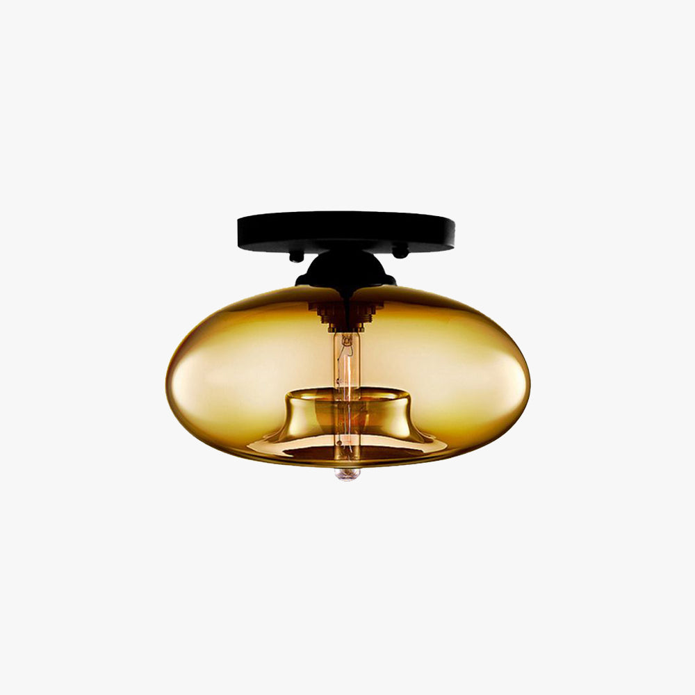 Arisha Oval Industriel LED Plafonnier Rouge/Marron/Ambre/Bleu Métal/Verre Salon