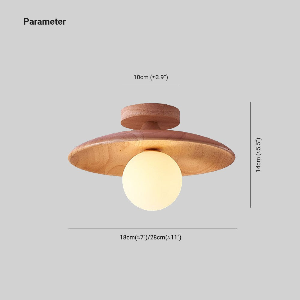 Oaki Plafonnier Bol Moderne. Bois/Verre. Bois/Noyer. Salon