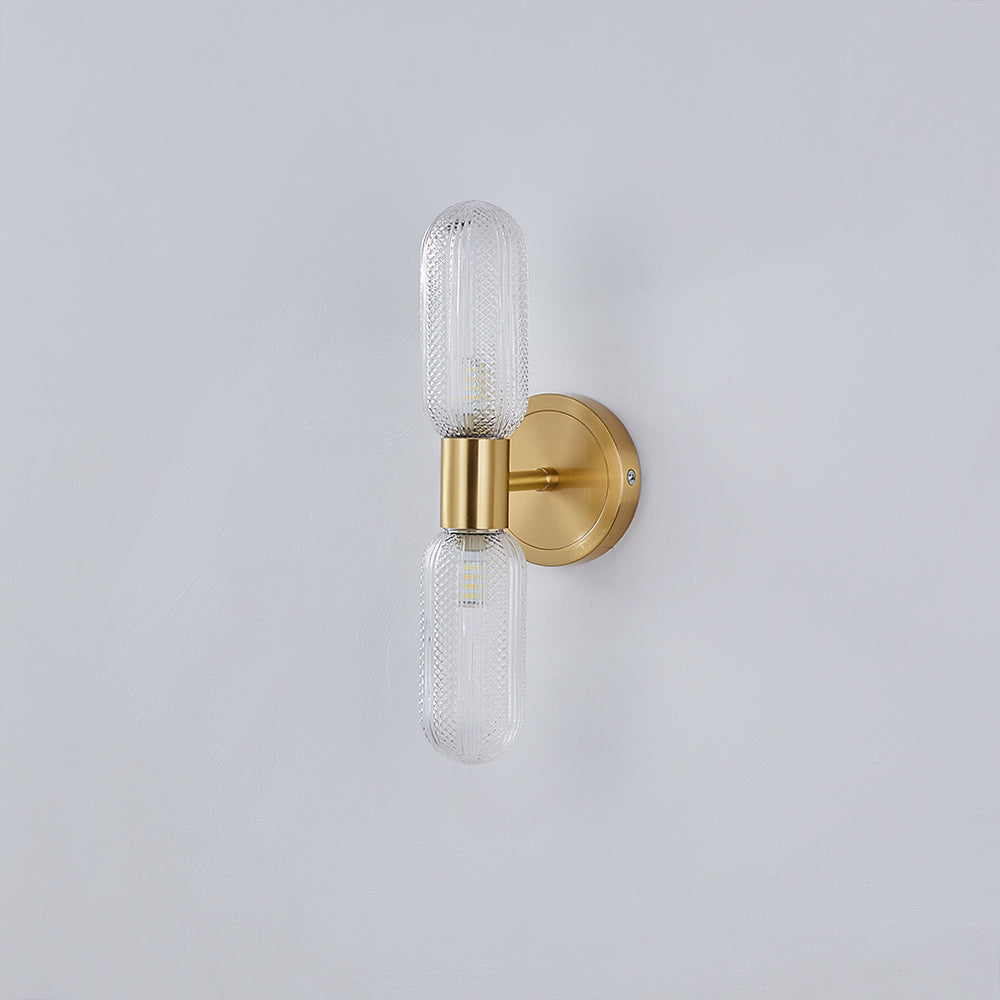 Valentina Applique Murale Luxe à Double Lumières, Métal/Verre, Or, Chambre