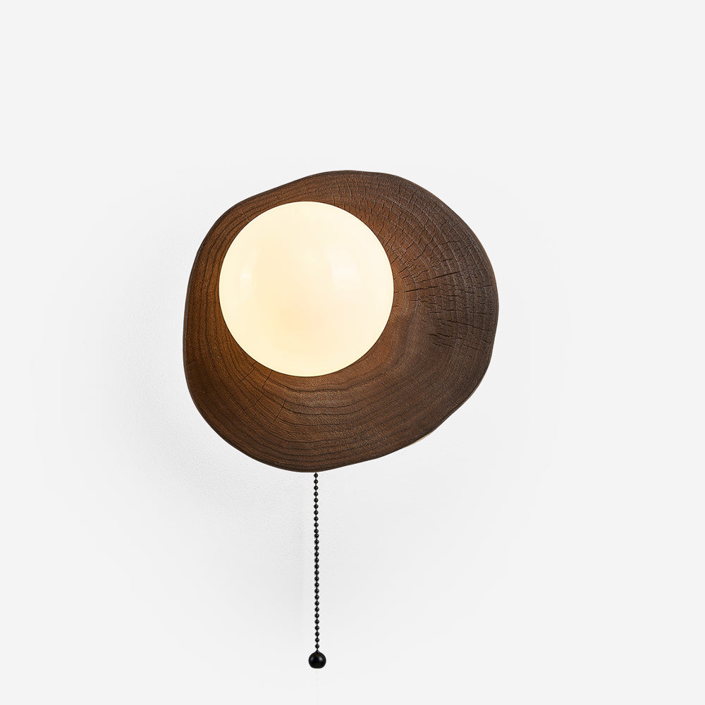 Bacia Applique Murale Anneau Sculpté En Bois Sphère En Verre
