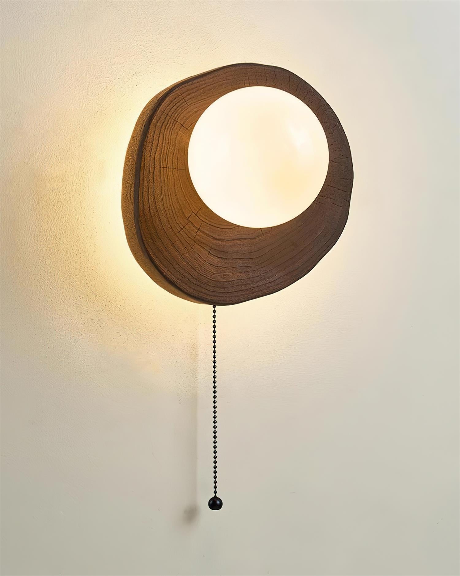 Bacia Applique Murale Anneau Sculpté En Bois Sphère En Verre