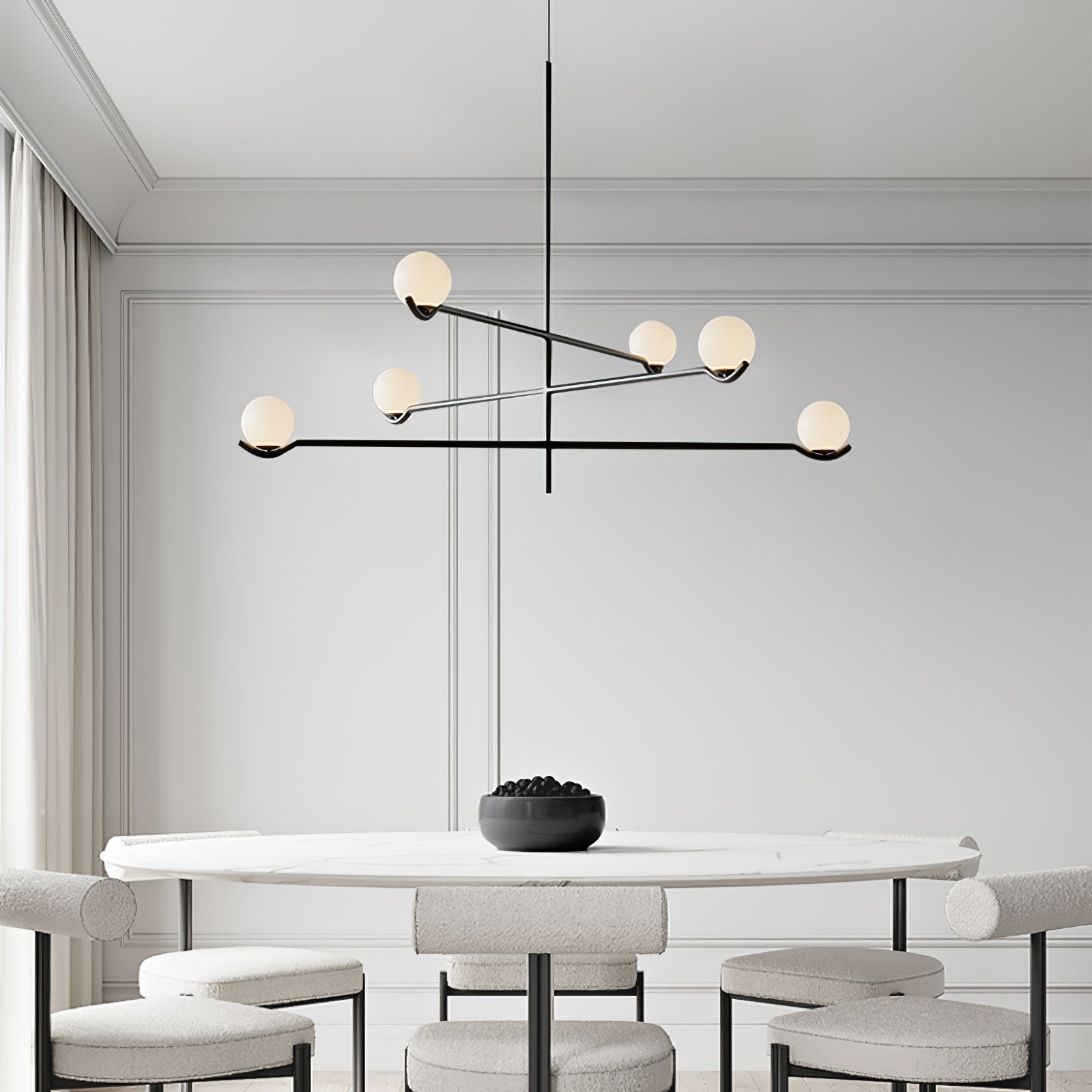 Noir Suspension Minimaliste en Verre