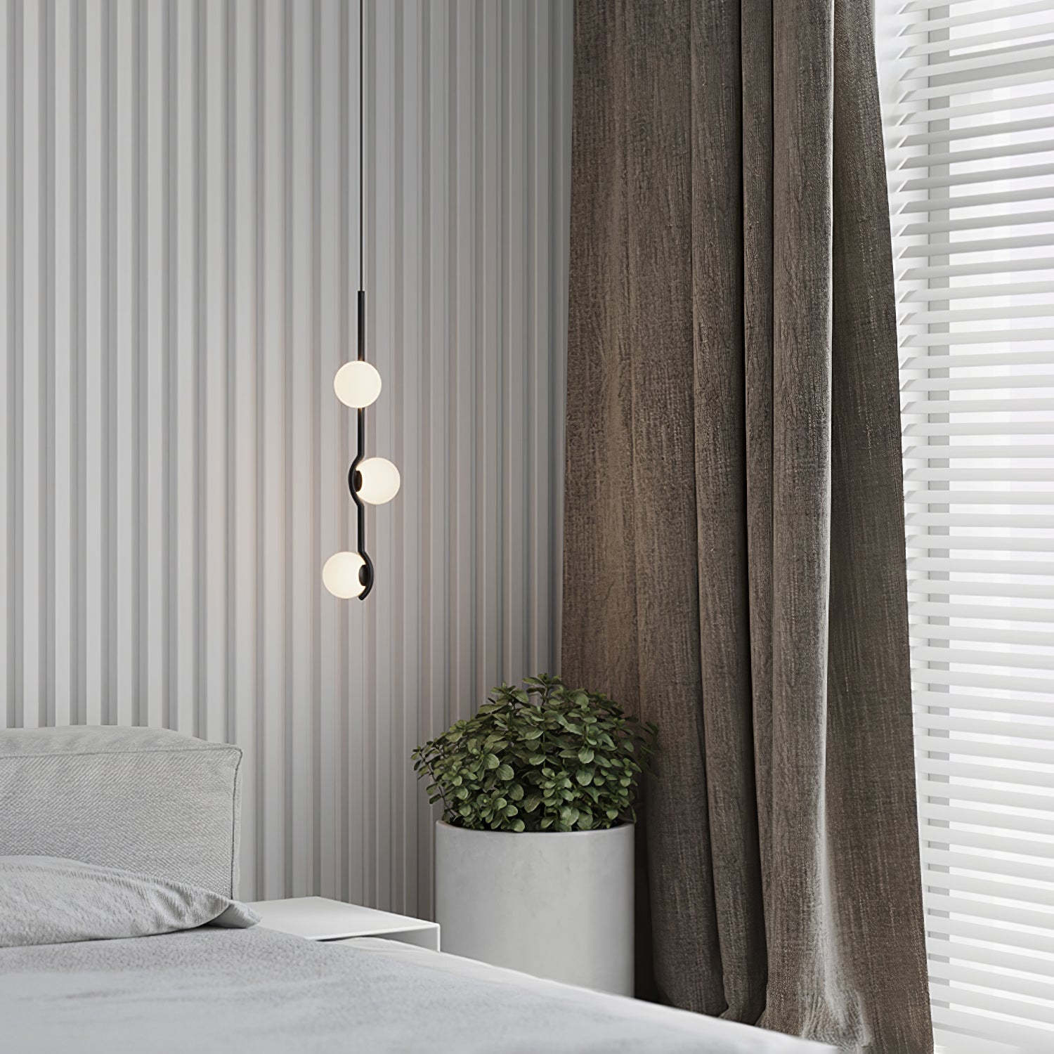 Noir Suspension Minimaliste en Verre