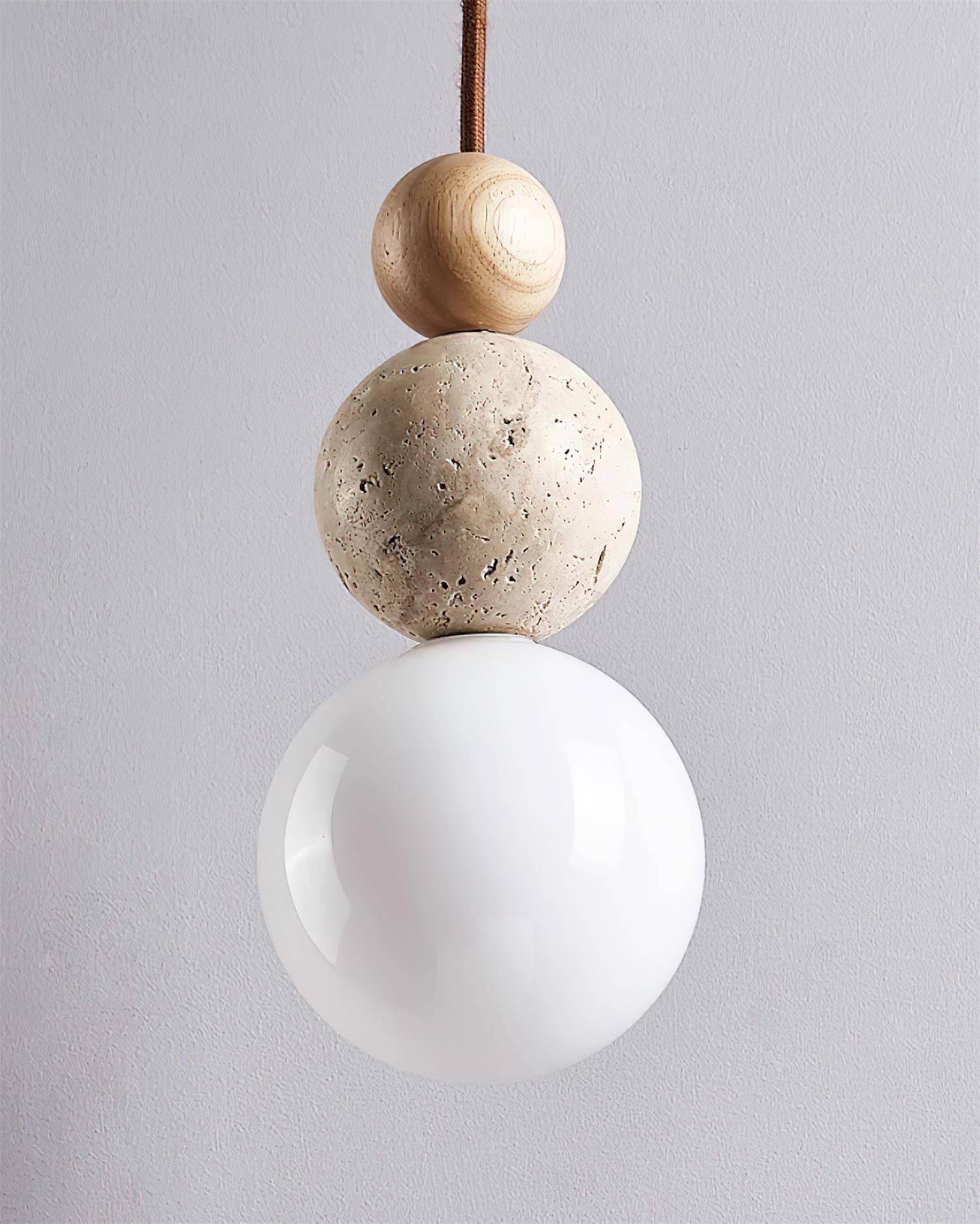 Juvio Lampe Suspension Boule en Travertin