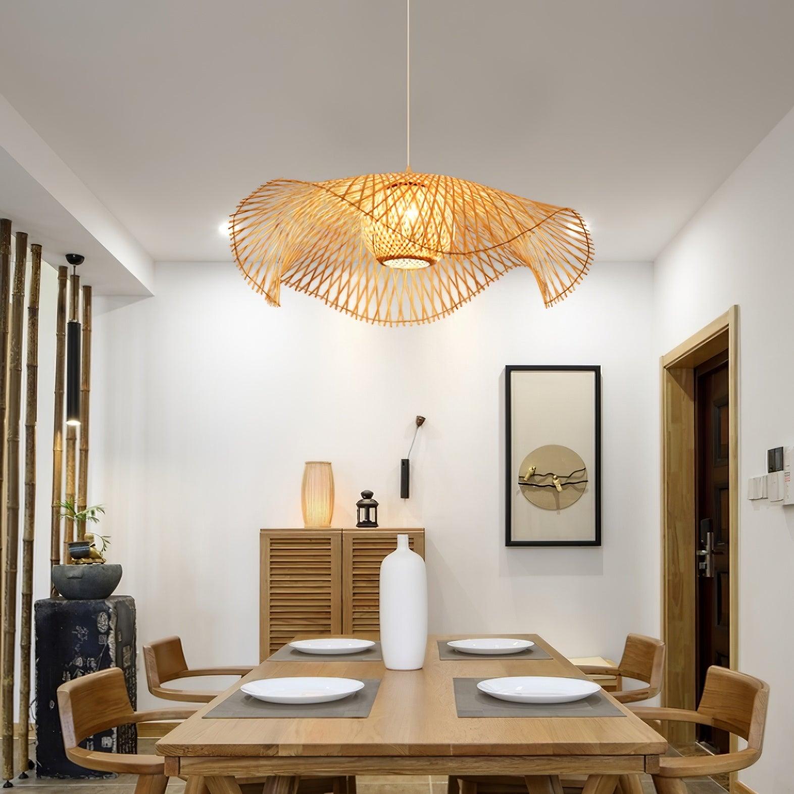 Dune Suspension Bambou Tressage Ouvert Naturel