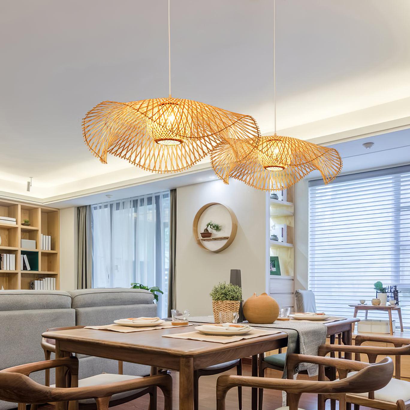 Dune Suspension Bambou Tressage Ouvert Naturel