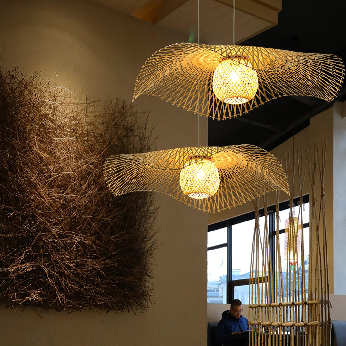 Dune Suspension Bambou Tressage Ouvert Naturel