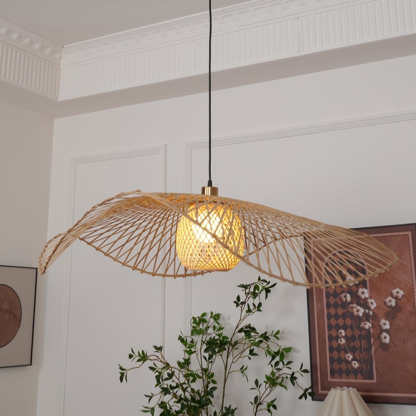 Dune Suspension Bambou Tressage Ouvert Naturel