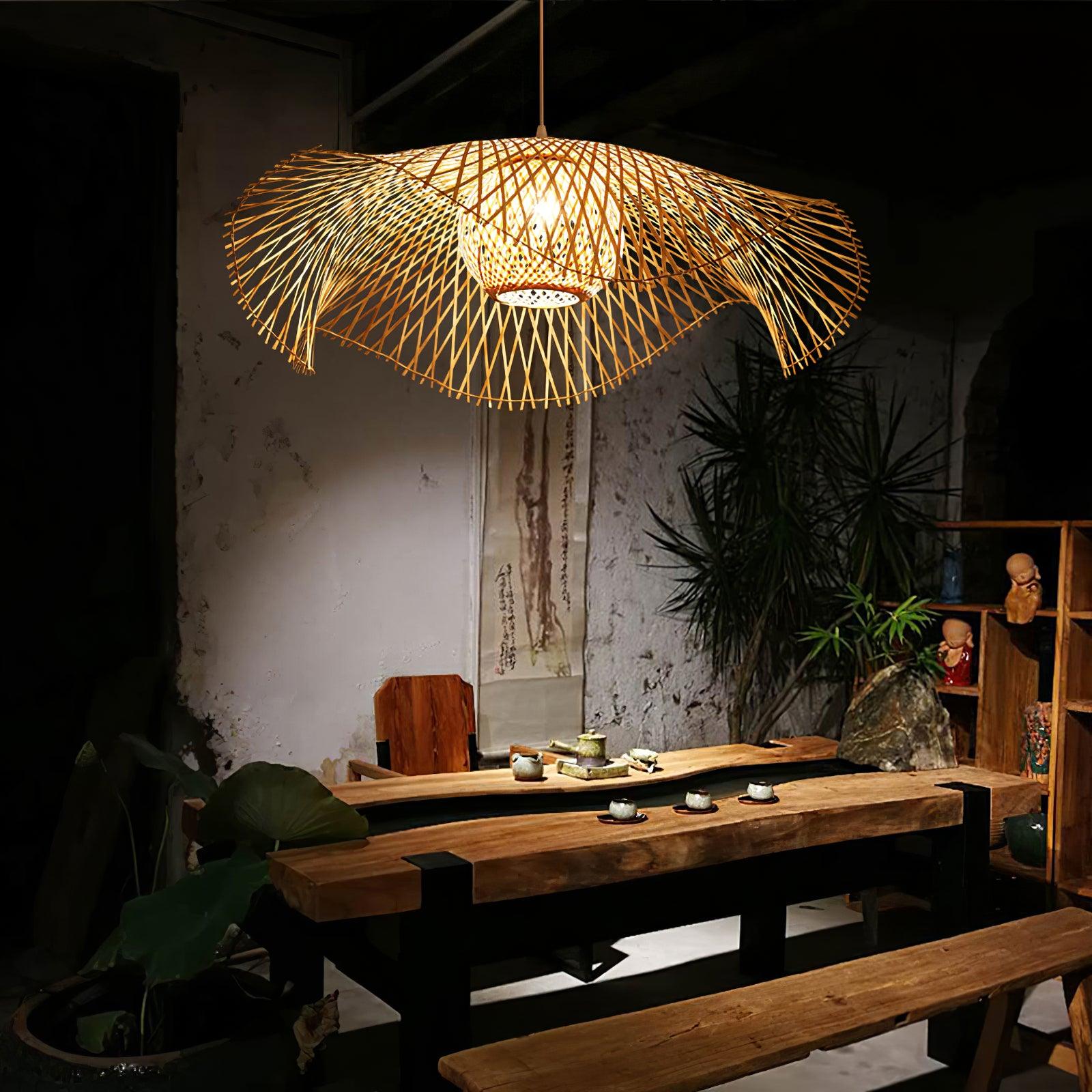 Dune Suspension Bambou Tressage Ouvert Naturel