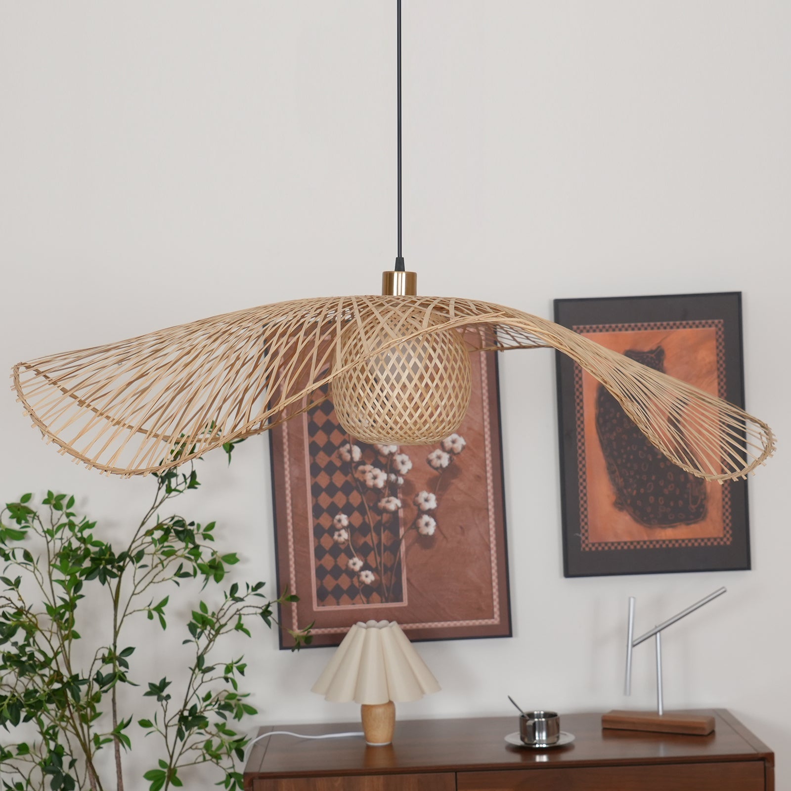 Dune Suspension Bambou Tressage Ouvert Naturel