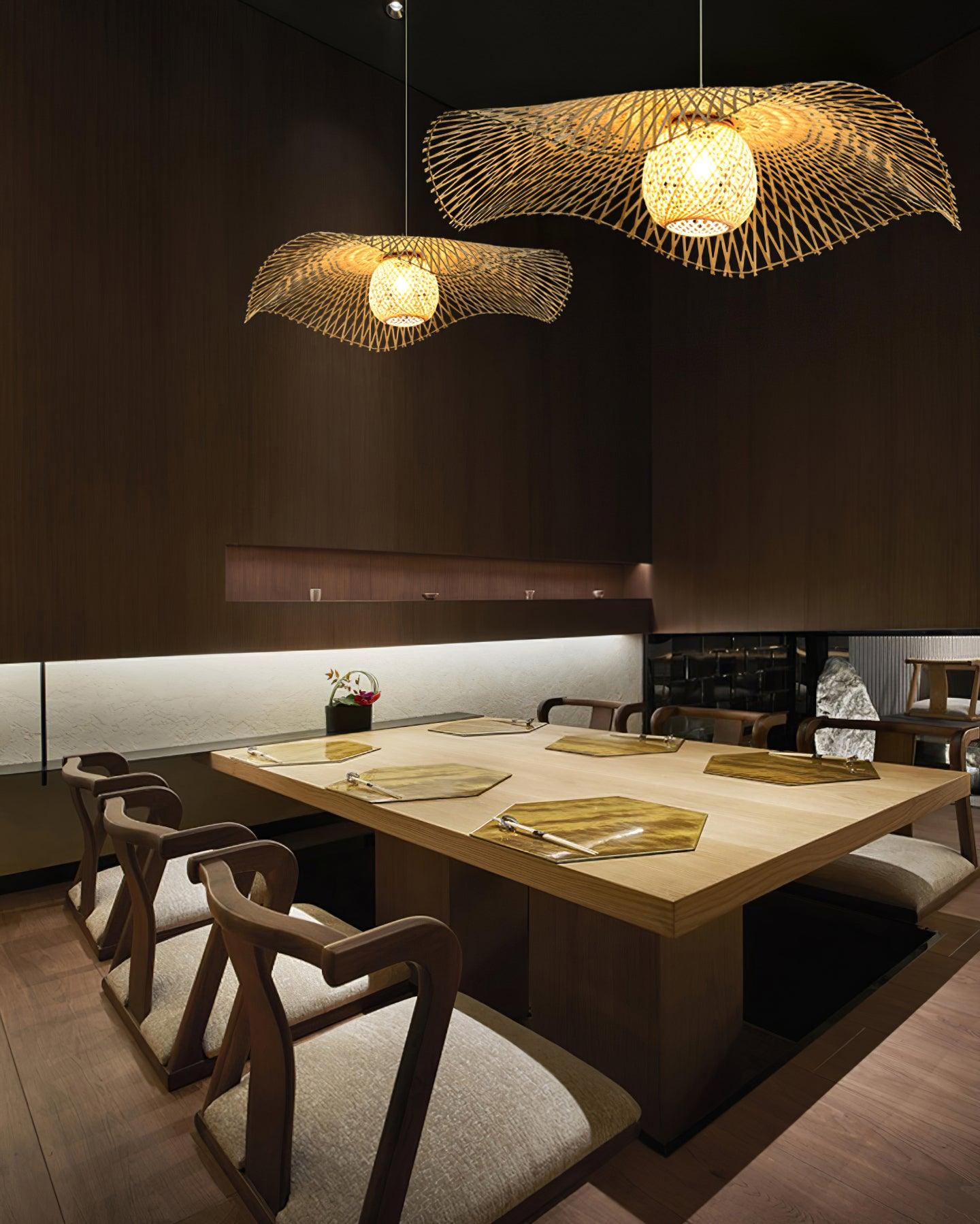Dune Suspension Bambou Tressage Ouvert Naturel