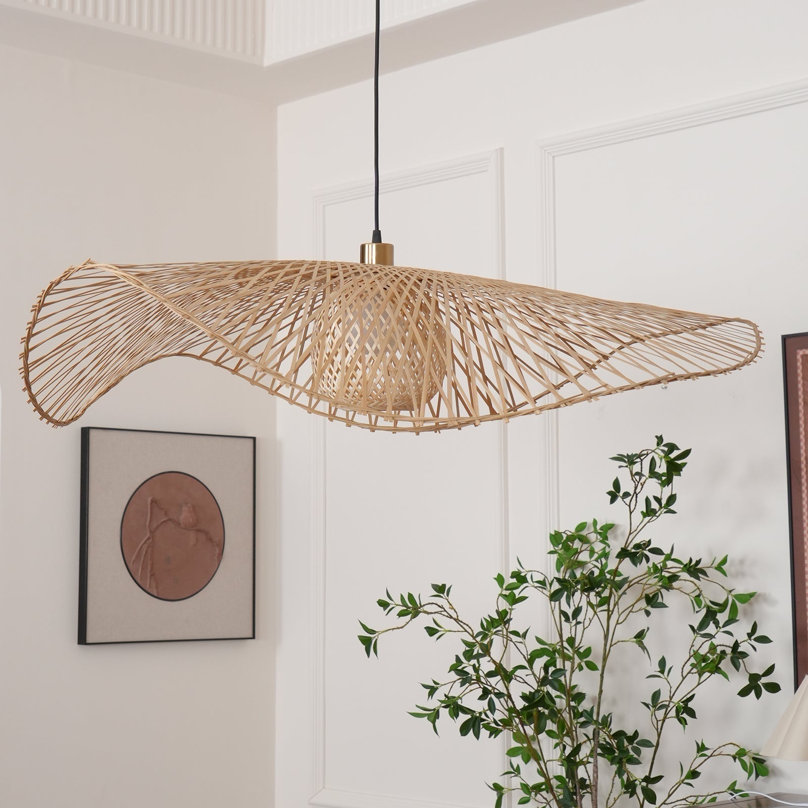 Dune Suspension Bambou Tressage Ouvert Naturel