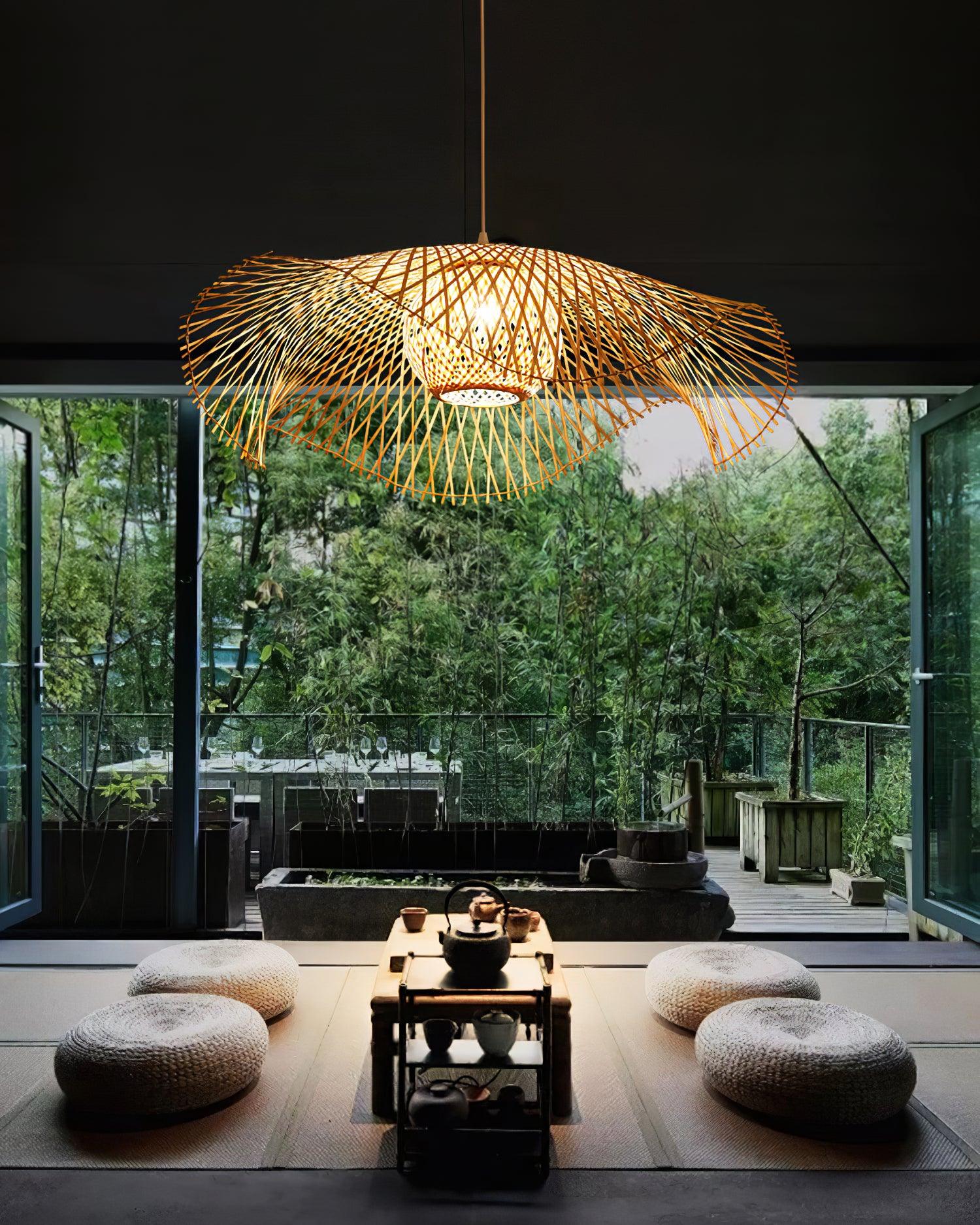 Dune Suspension Bambou Tressage Ouvert Naturel