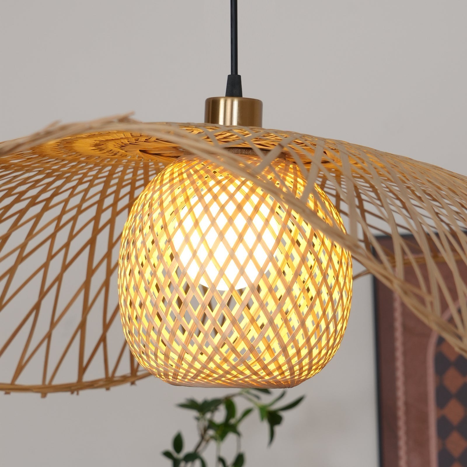 Dune Suspension Bambou Tressage Ouvert Naturel