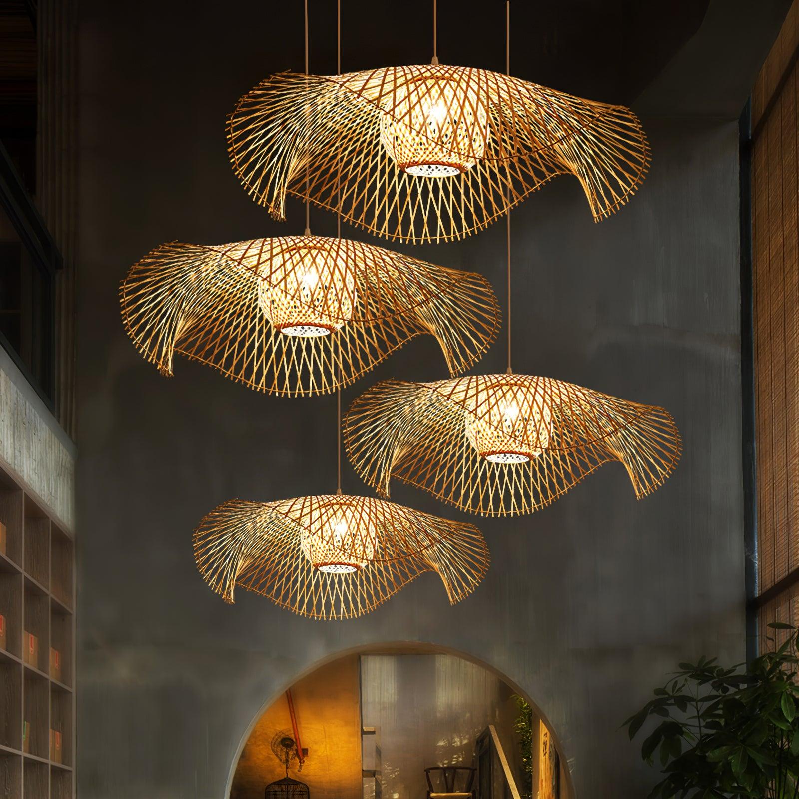 Dune Suspension Bambou Tressage Ouvert Naturel