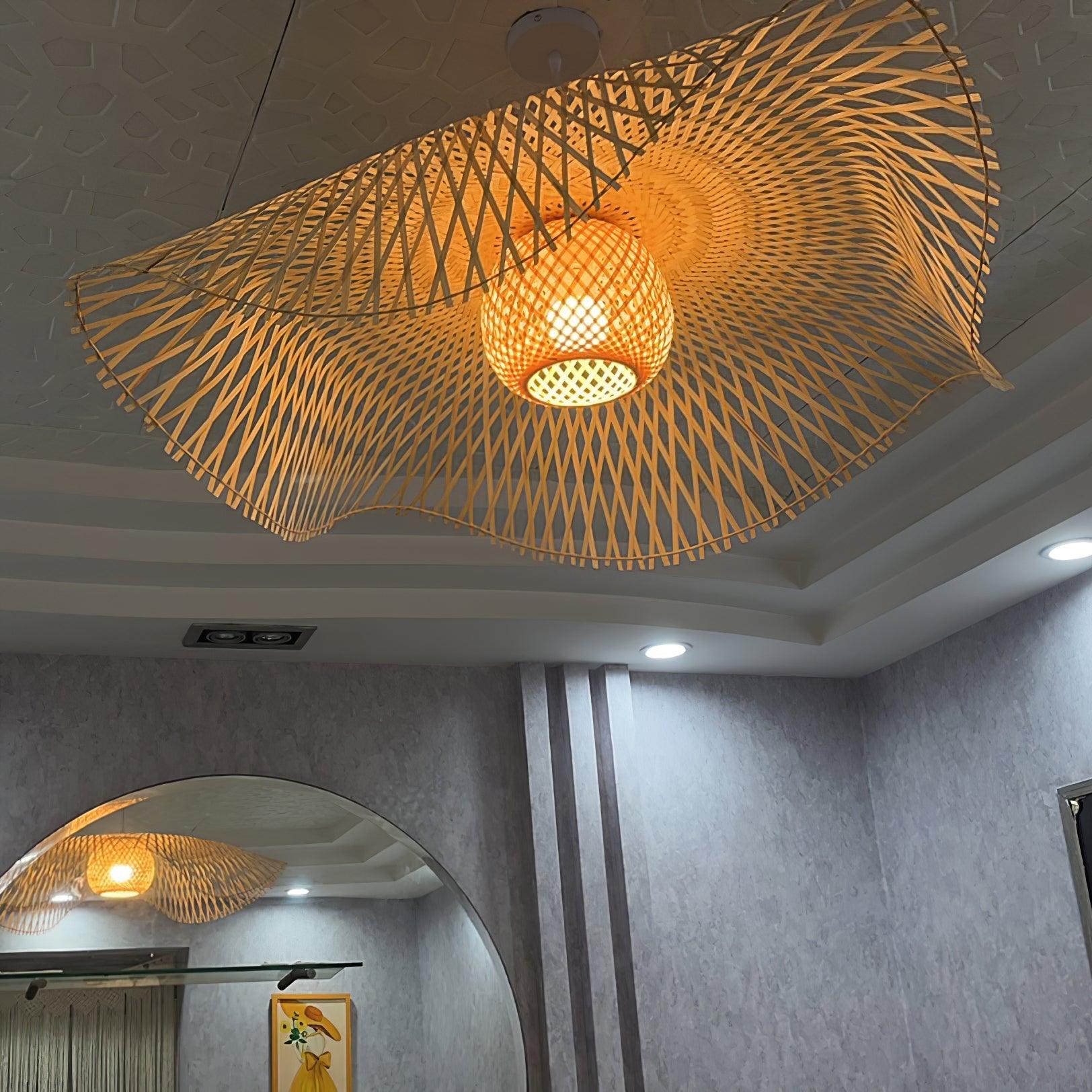 Dune Suspension Bambou Tressage Ouvert Naturel