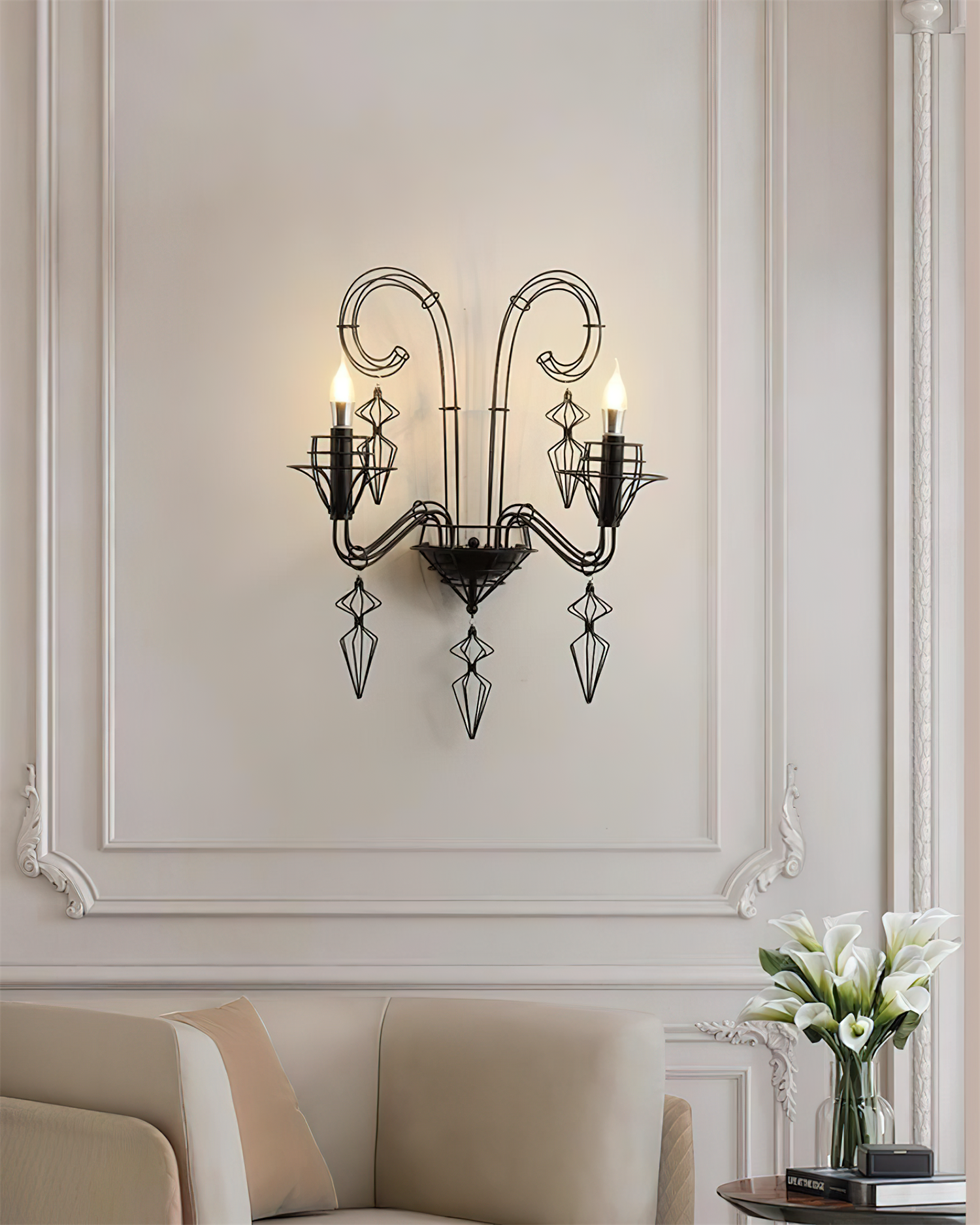 Baroque Applique Murale Sculpturale en Fil