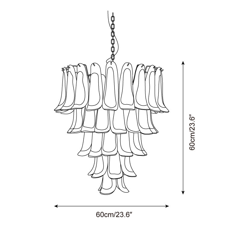 Barovier Lustre Cascade de Pétales en Verre Rose