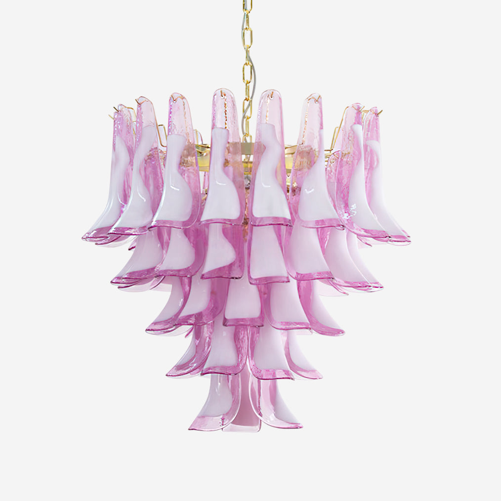 Barovier Lustre Cascade de Pétales en Verre Rose