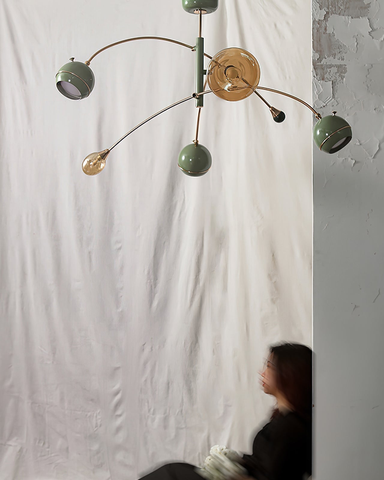 Lustra Lustre Vert Sci-Fi Élégant