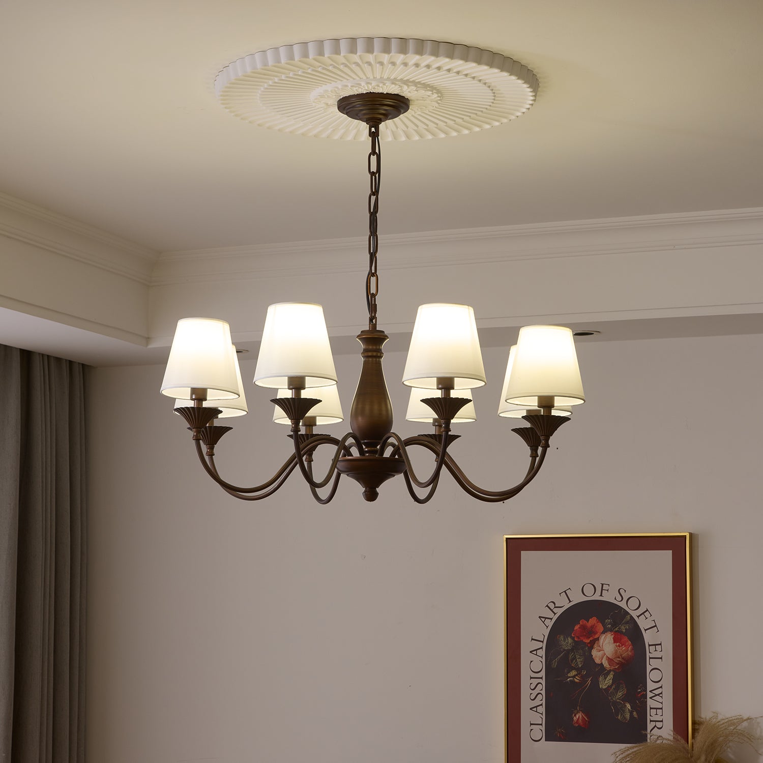 Aurora Lustre Vintage à Abat-jour en Tissu