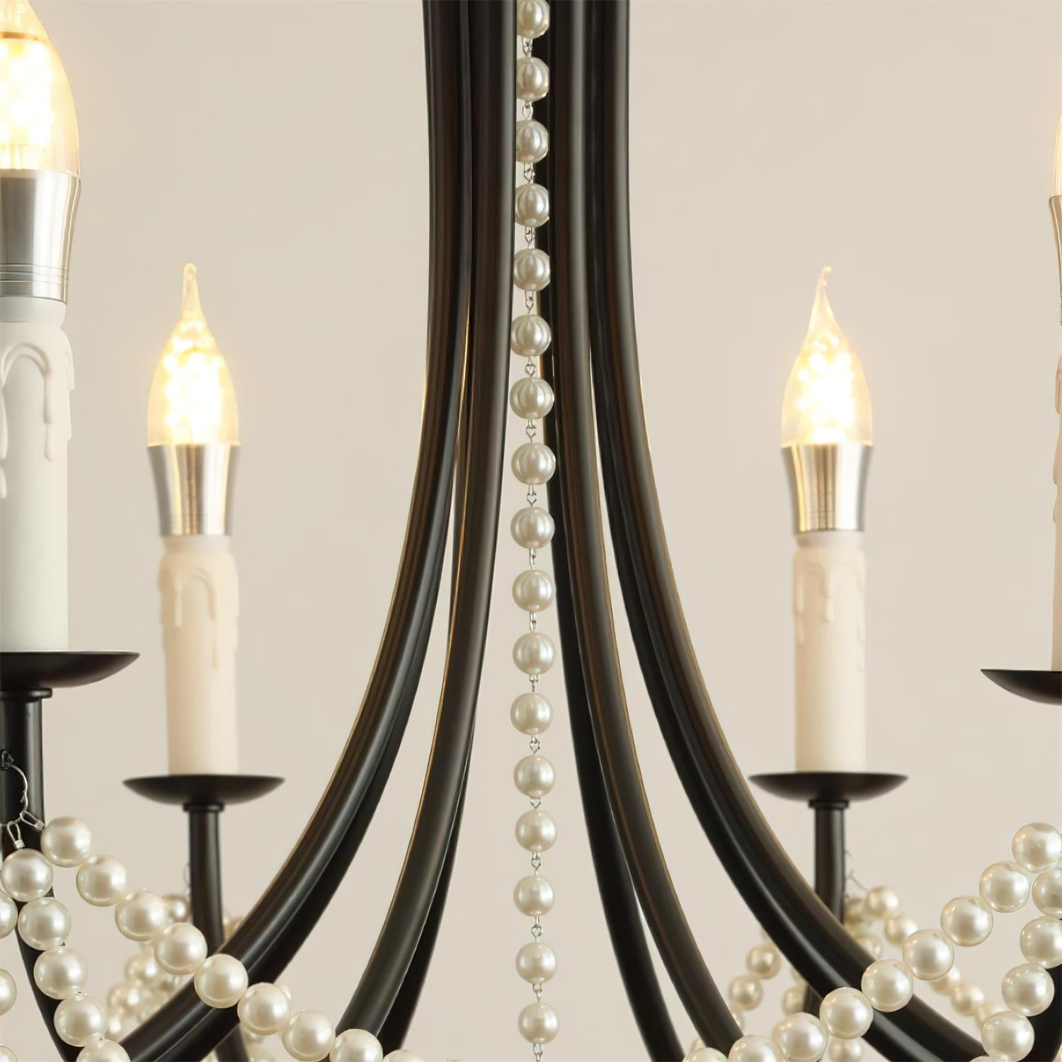 Rococo Lustre Style Bougie Cristal Noir Pendentif