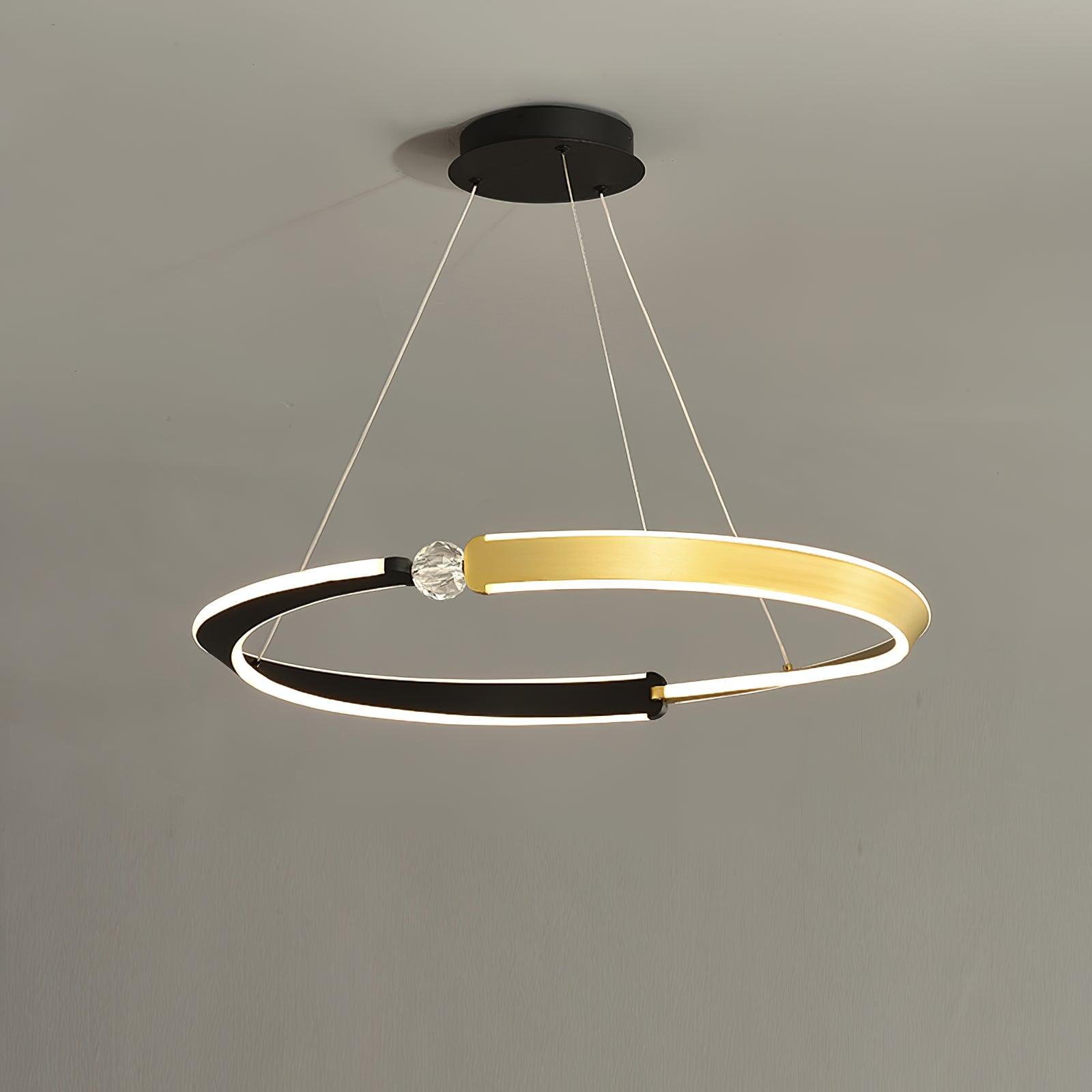 Lustra Lustre Cristal Noir Or Salle à Manger LED