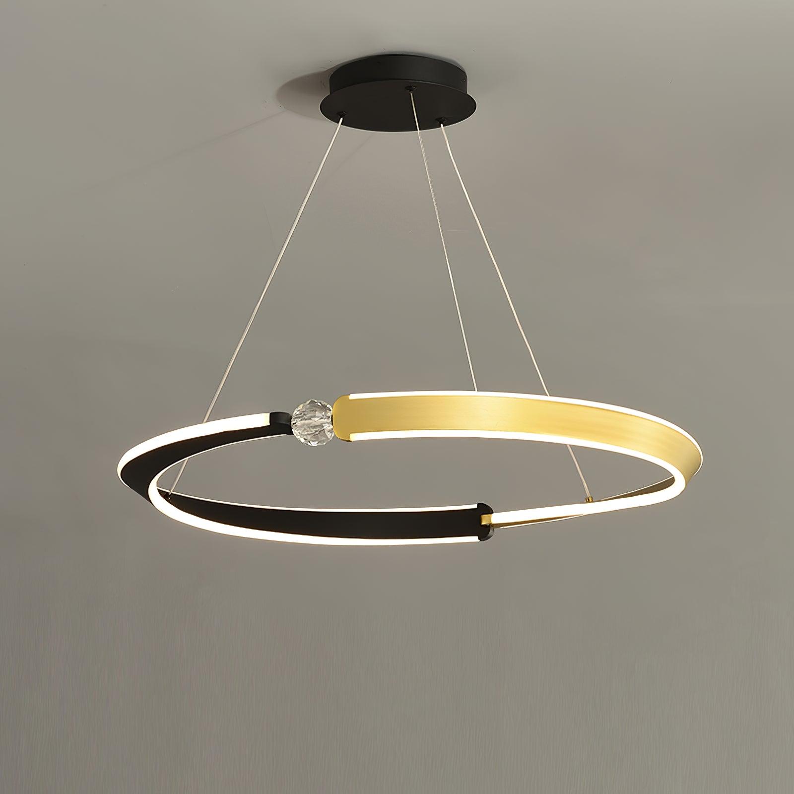 Lustra Lustre Cristal Noir Or Salle à Manger LED