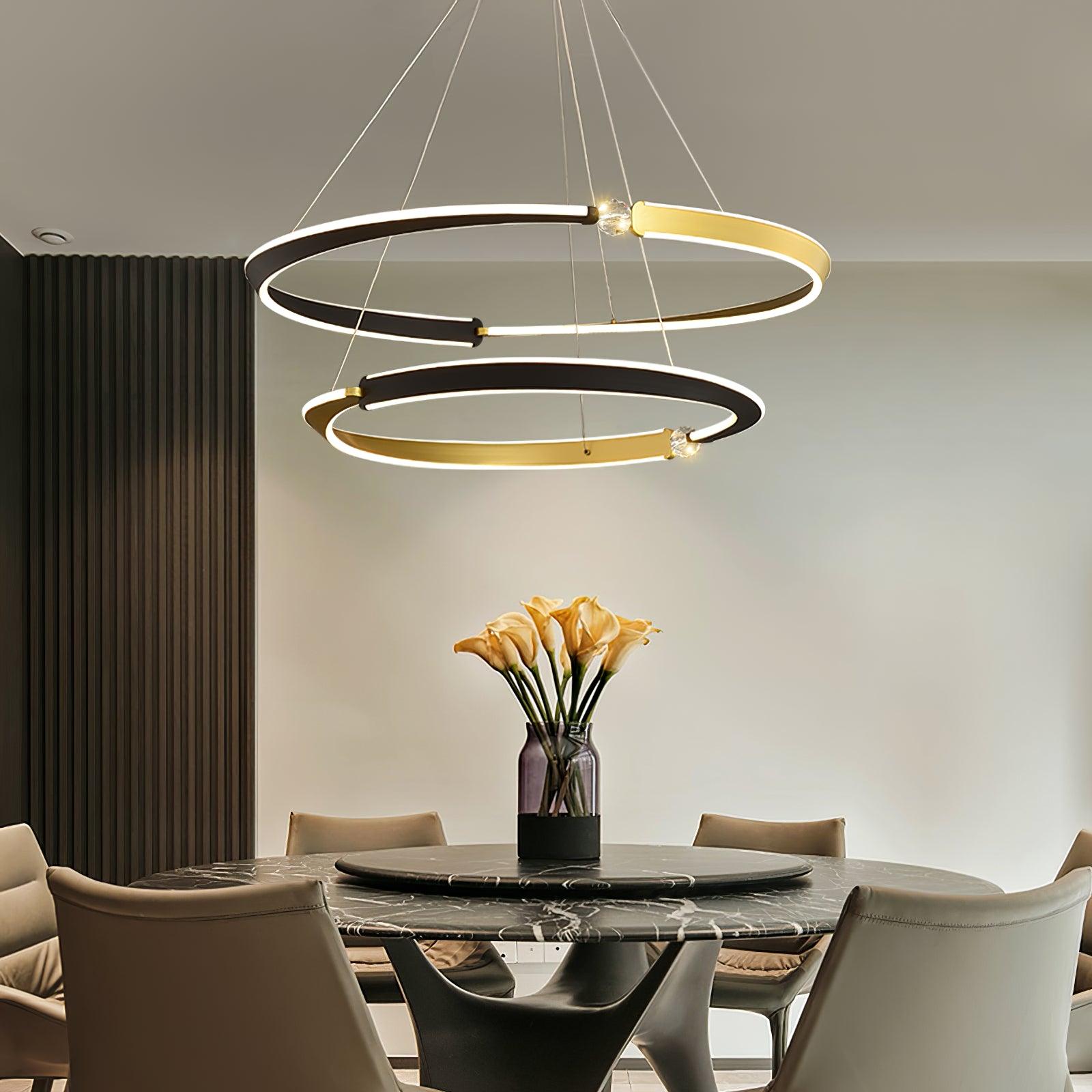 Lustra Lustre Cristal Noir Or Salle à Manger LED