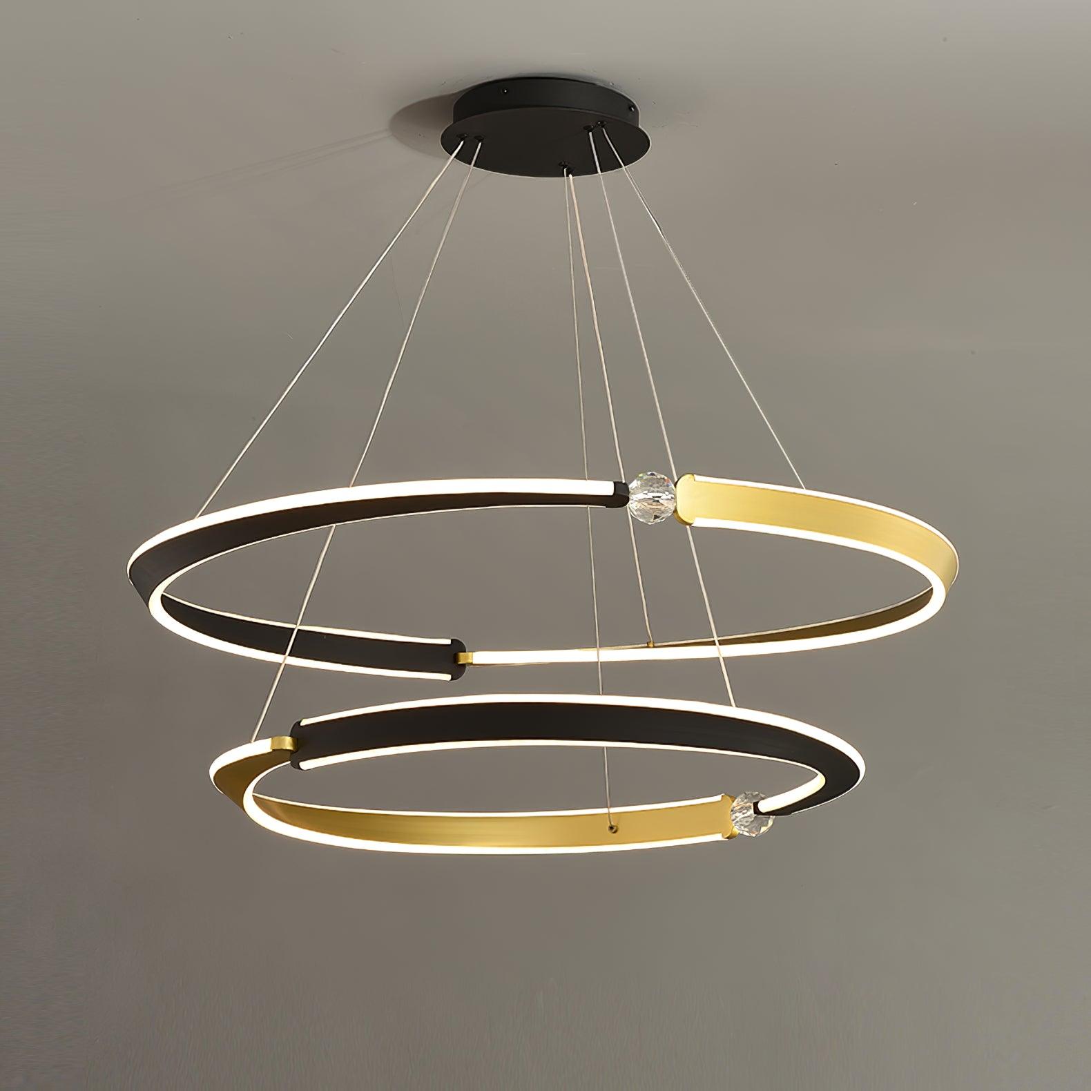 Lustra Lustre Cristal Noir Or Salle à Manger LED