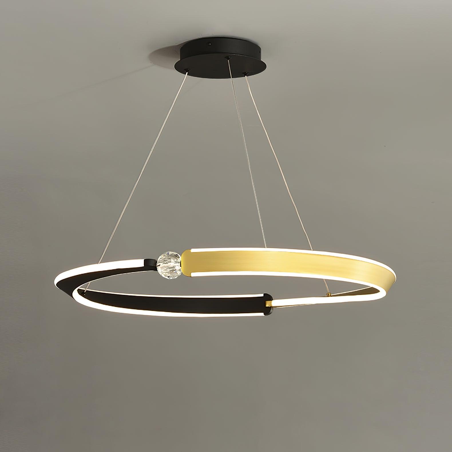 Lustra Lustre Cristal Noir Or Salle à Manger LED