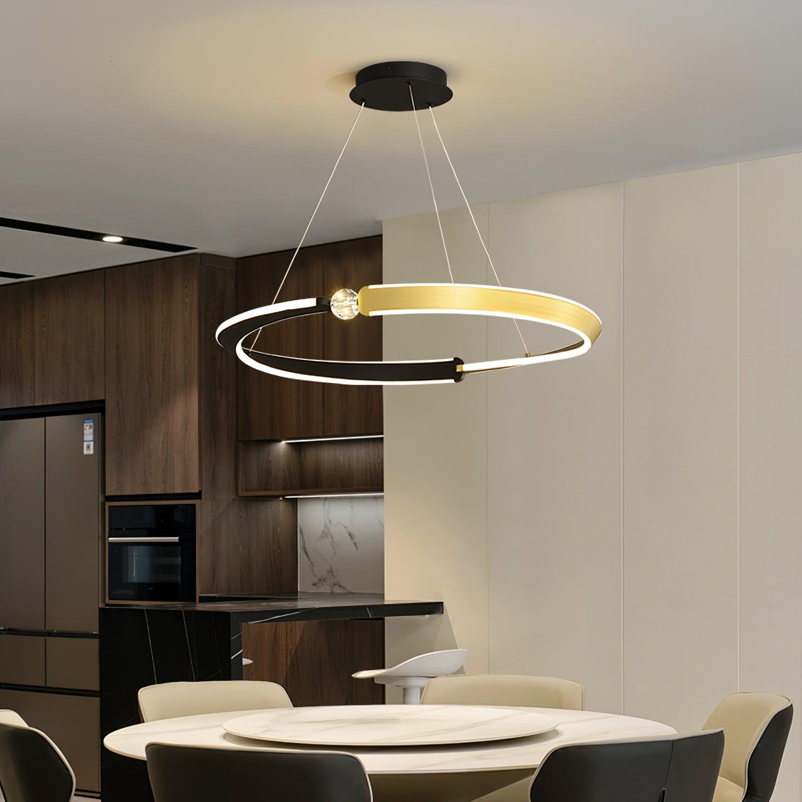 Lustra Lustre Cristal Noir Or Salle à Manger LED