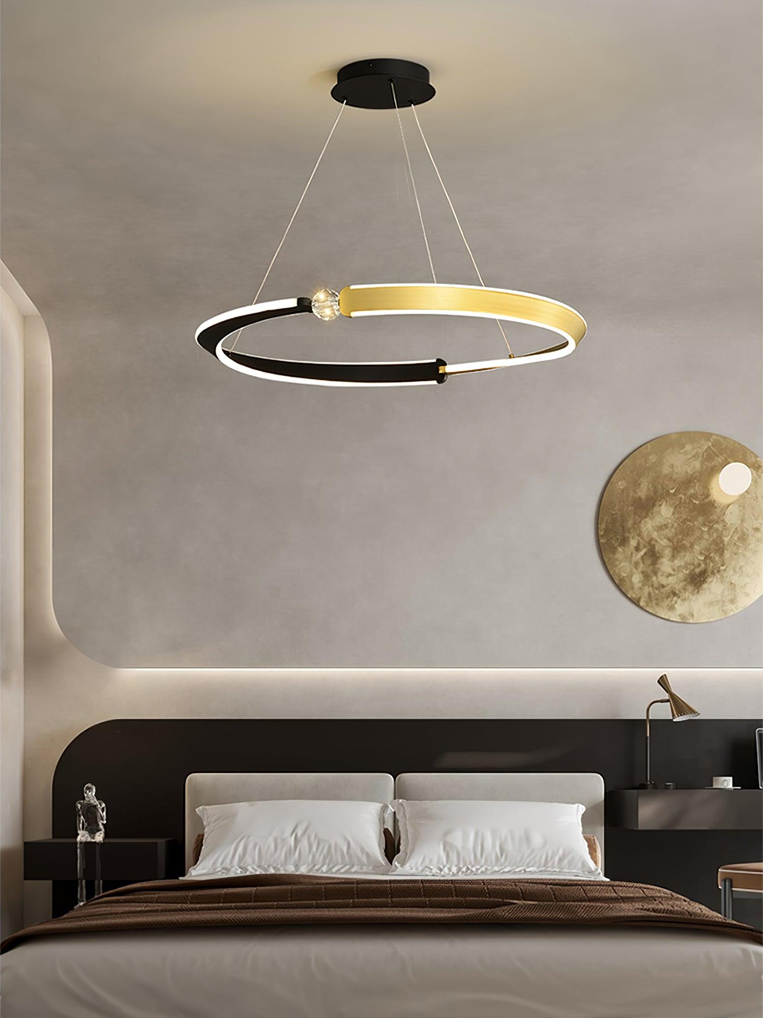 Lustra Lustre Cristal Noir Or Salle à Manger LED