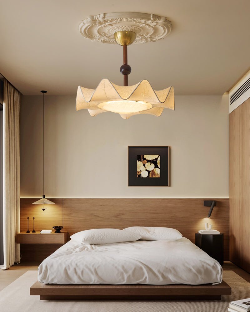 Avlorus Lampe Plafonnier Traditionnelle Premium Élégance Bois Tissu