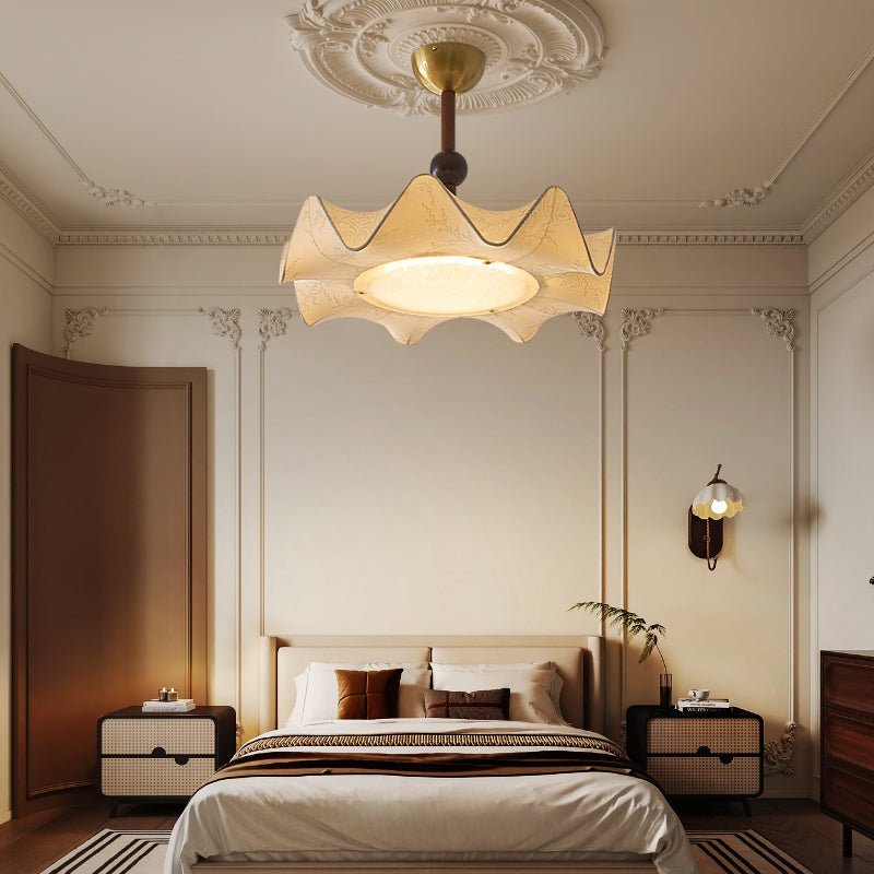 Avlorus Lampe Plafonnier Traditionnelle Premium Élégance Bois Tissu