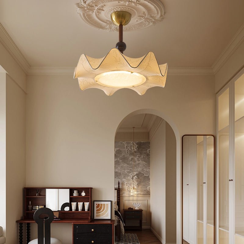 Avlorus Lampe Plafonnier Traditionnelle Premium Élégance Bois Tissu