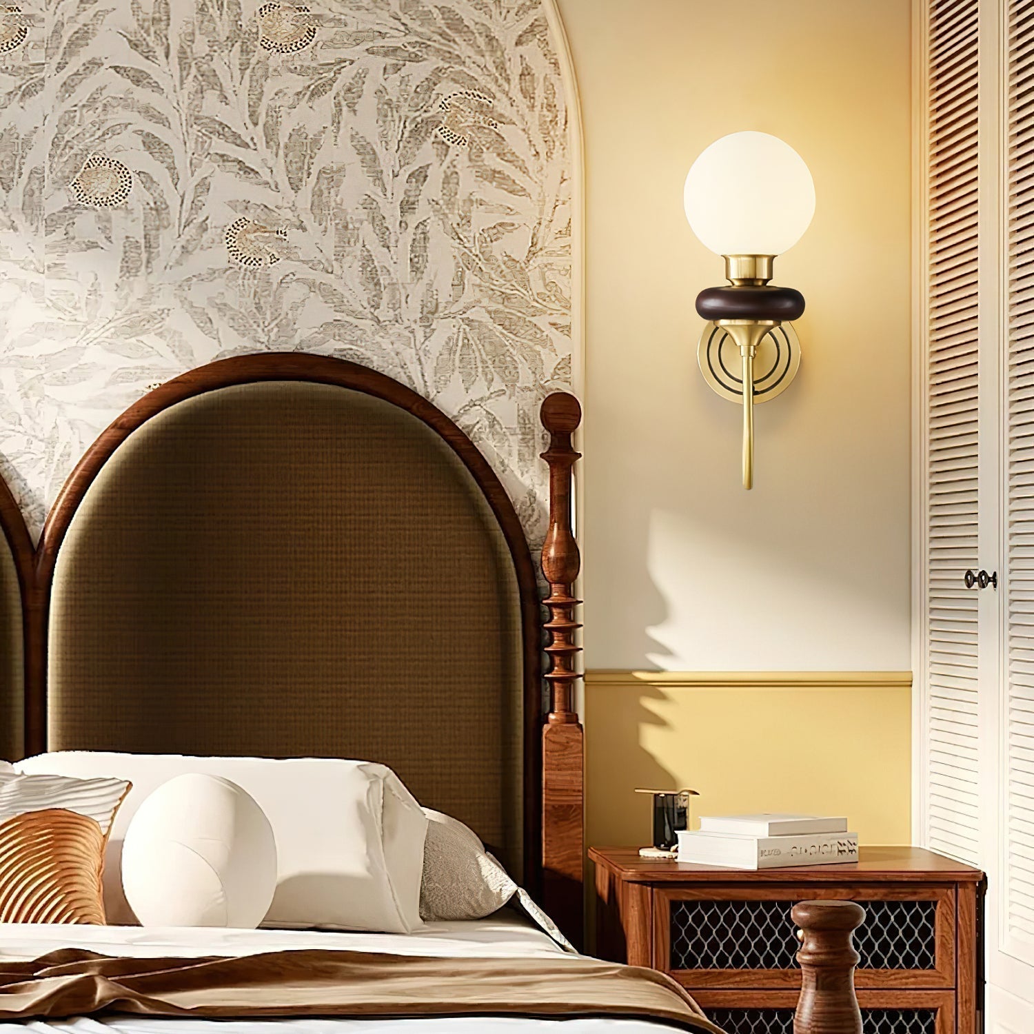 Perry Applique Murale Premium Noyer et Verre