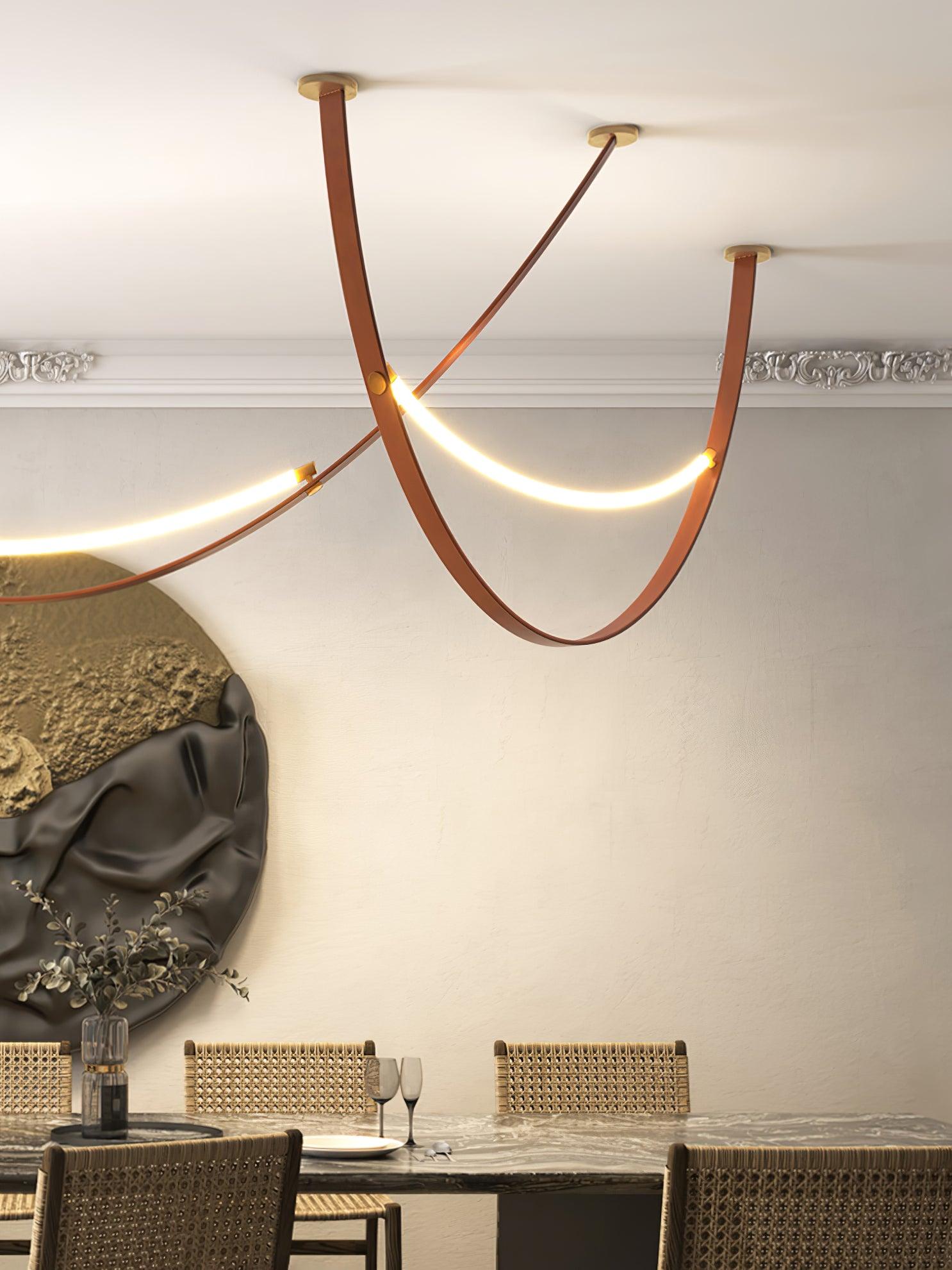 Belt Lampe à Suspension en Cuir et Silicone Minimaliste