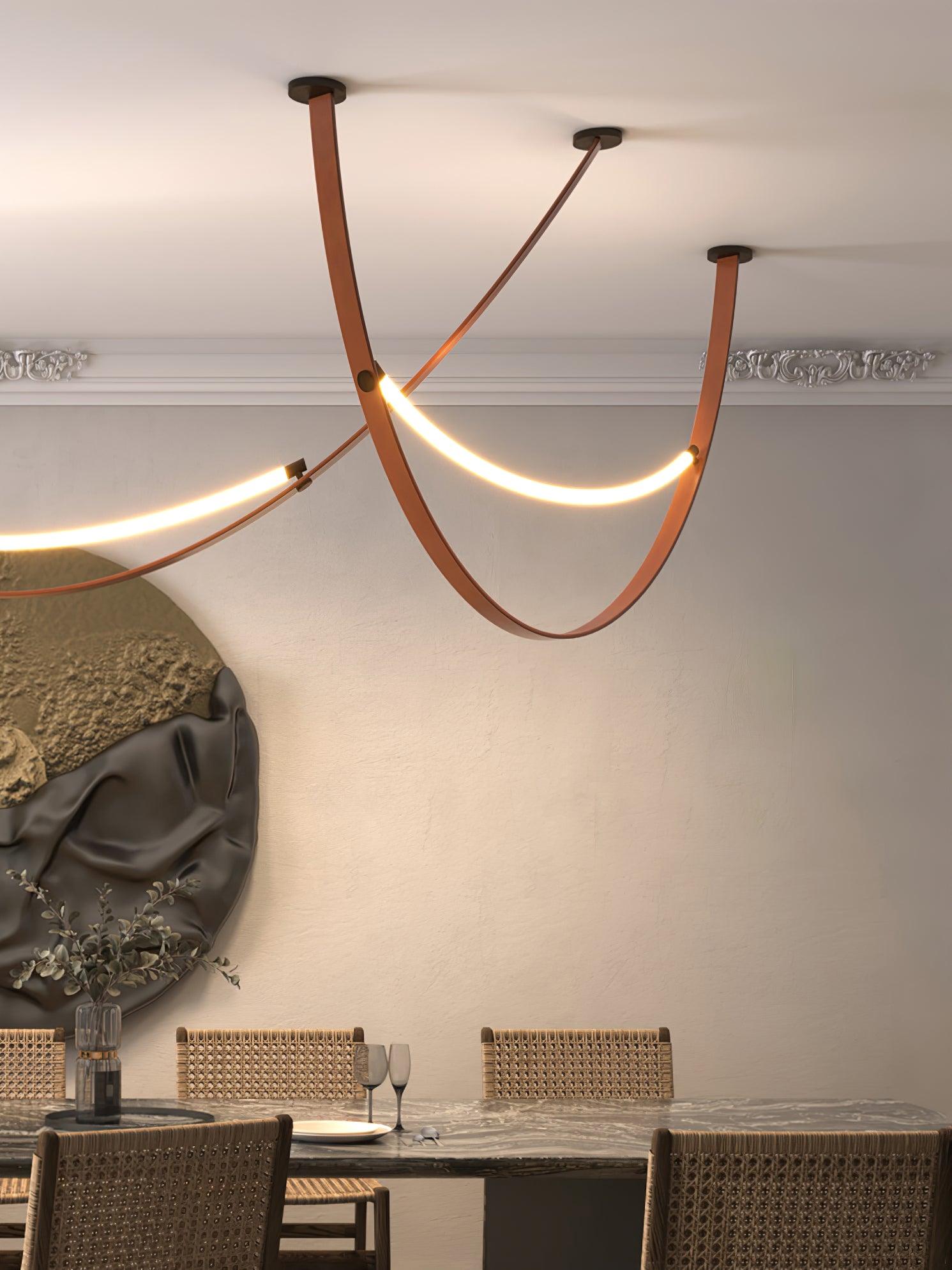 Belt Lampe à Suspension en Cuir et Silicone Minimaliste